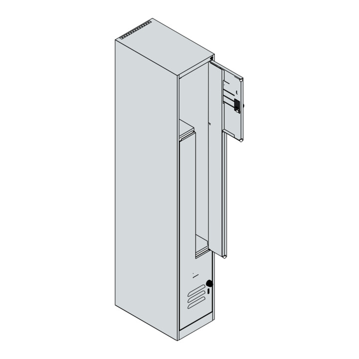 C+P Z-Spind Classic PLUS, 2 Fächer, 1850x300x500mm, 7035/3003 Verschluss Zylinderschloss