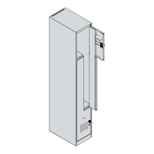 C+P Z-Spind Classic PLUS, 2 Fächer, 1850x300x500mm, 7035/3020 Verschluss Sicherheits-Drehriegel