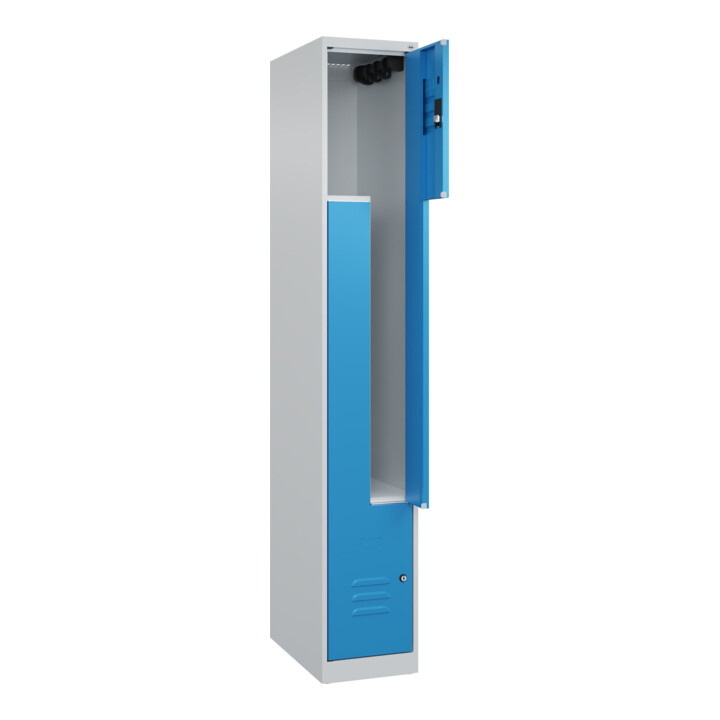 C+P Z-Spind Classic PLUS, 2 Fächer, 1850x300x500mm, 7035/5012 Verschluss Zylinderschloss