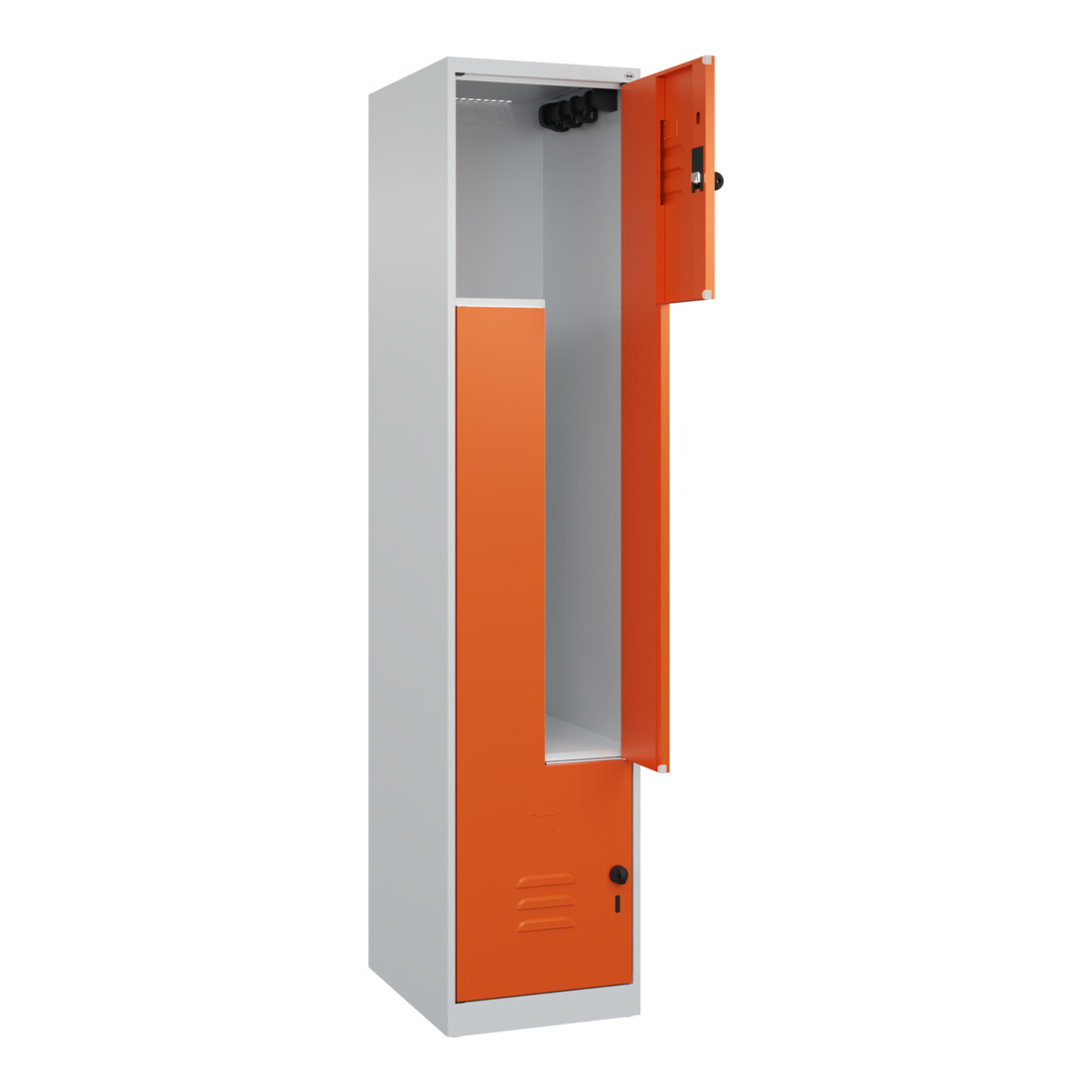 C+P Z-Spind Classic PLUS, 2 Fächer, 1850x400x500mm, 7035/2004 Verschluss Sicherheits-Drehriegel