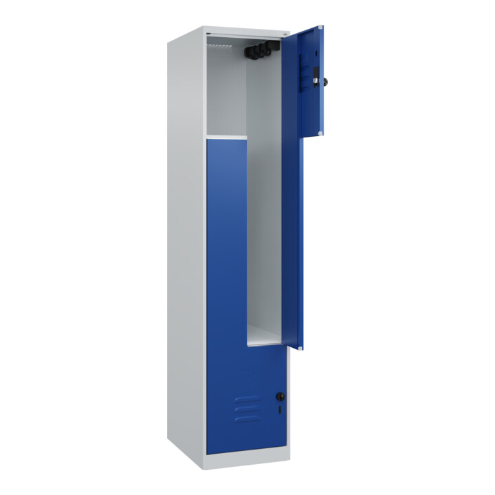 C+P Z-Spind Classic PLUS, 2 Fächer, 1850x400x500mm, 7035/5010 Verschluss Sicherheits-Drehriegel