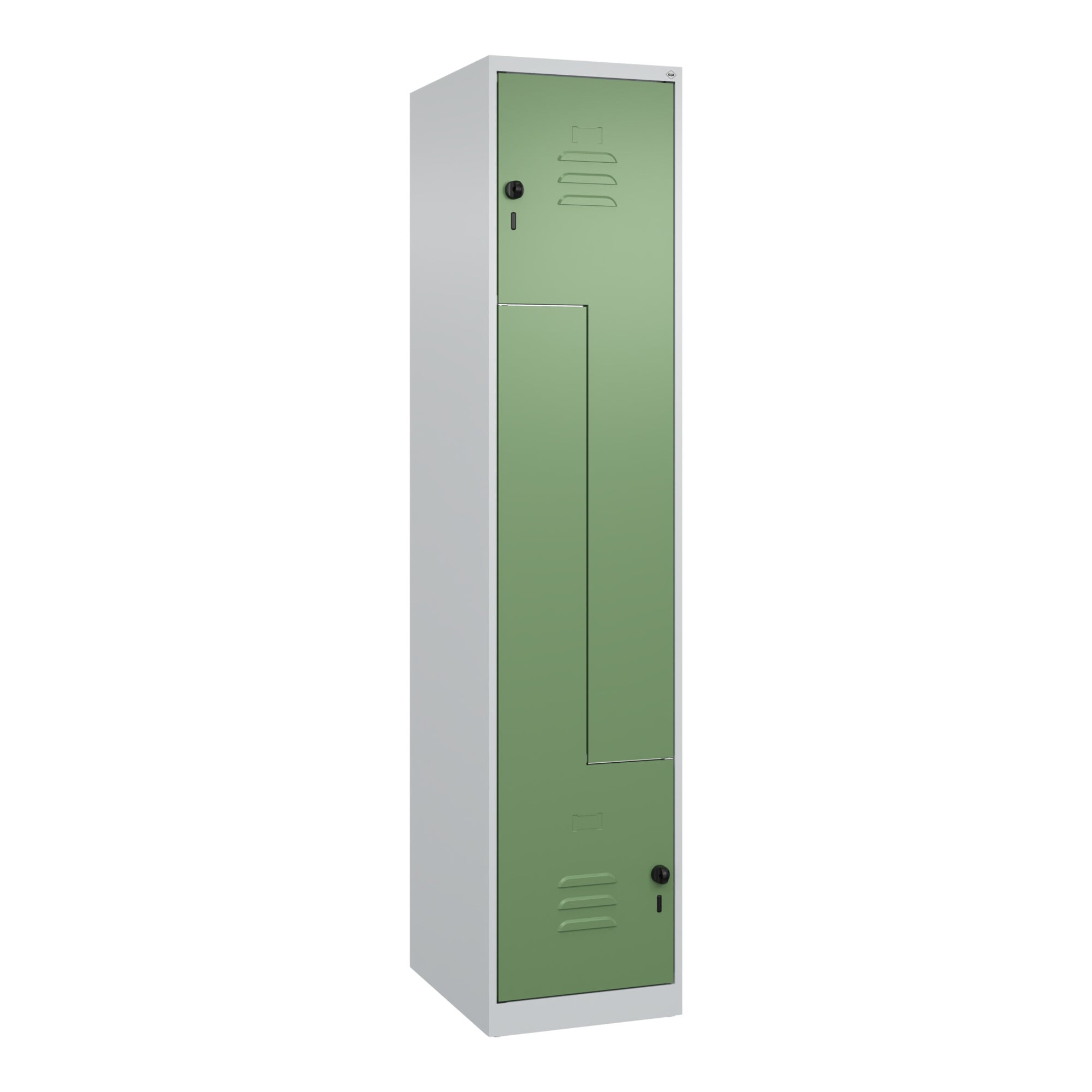 C+P Z-Spind Classic PLUS, 2 Fächer, 1850x400x500mm, 7035/6011 Verschluss Sicherheits-Drehriegel ; C + P Möbelsysteme