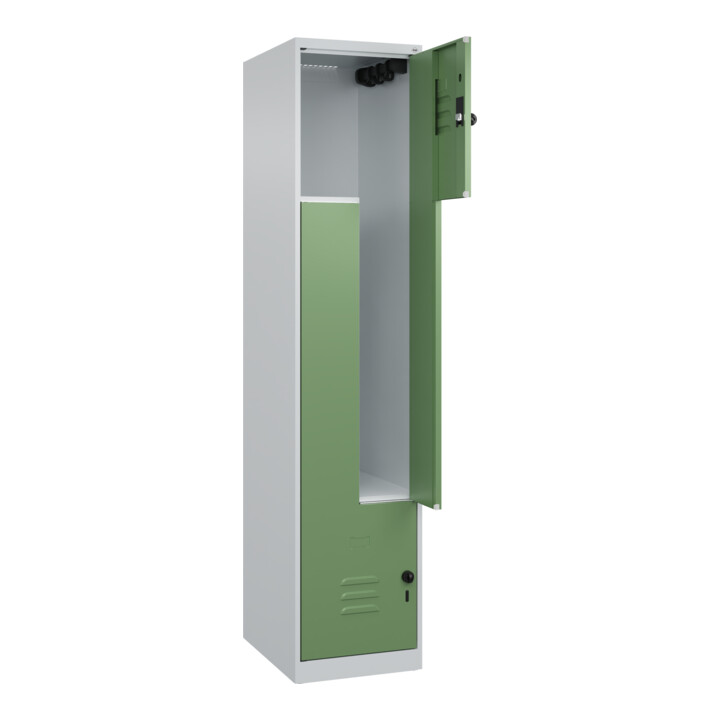 C+P Z-Spind Classic PLUS, 2 Fächer, 1850x400x500mm, 7035/6011 Verschluss Sicherheits-Drehriegel