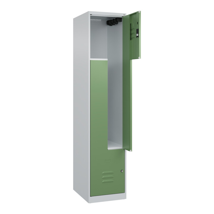 C+P Z-Spind Classic PLUS, 2 Fächer, 1850x400x500mm, 7035/6011 Verschluss Zylinderschloss