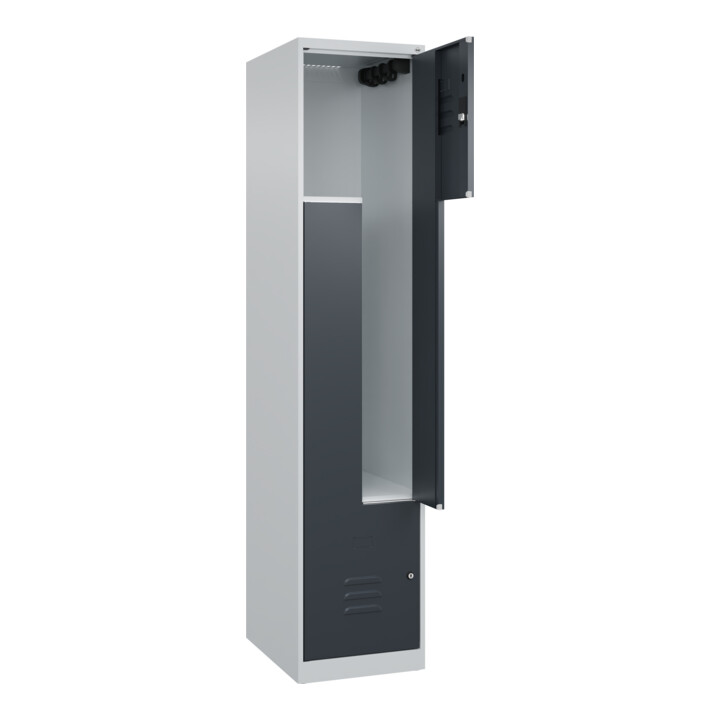 C+P Z-Spind Classic PLUS, 2 Fächer, 1850x400x500mm, 7035/7016 Verschluss Zylinderschloss