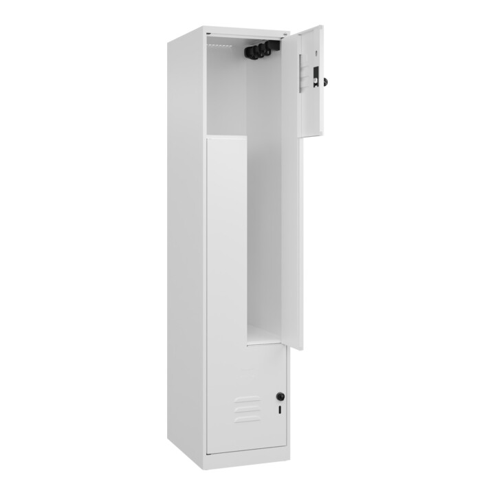 C+P Z-Spind Classic PLUS, 2 Fächer, 1850x400x500mm, 9016/9016 Verschluss Sicherheits-Drehriegel