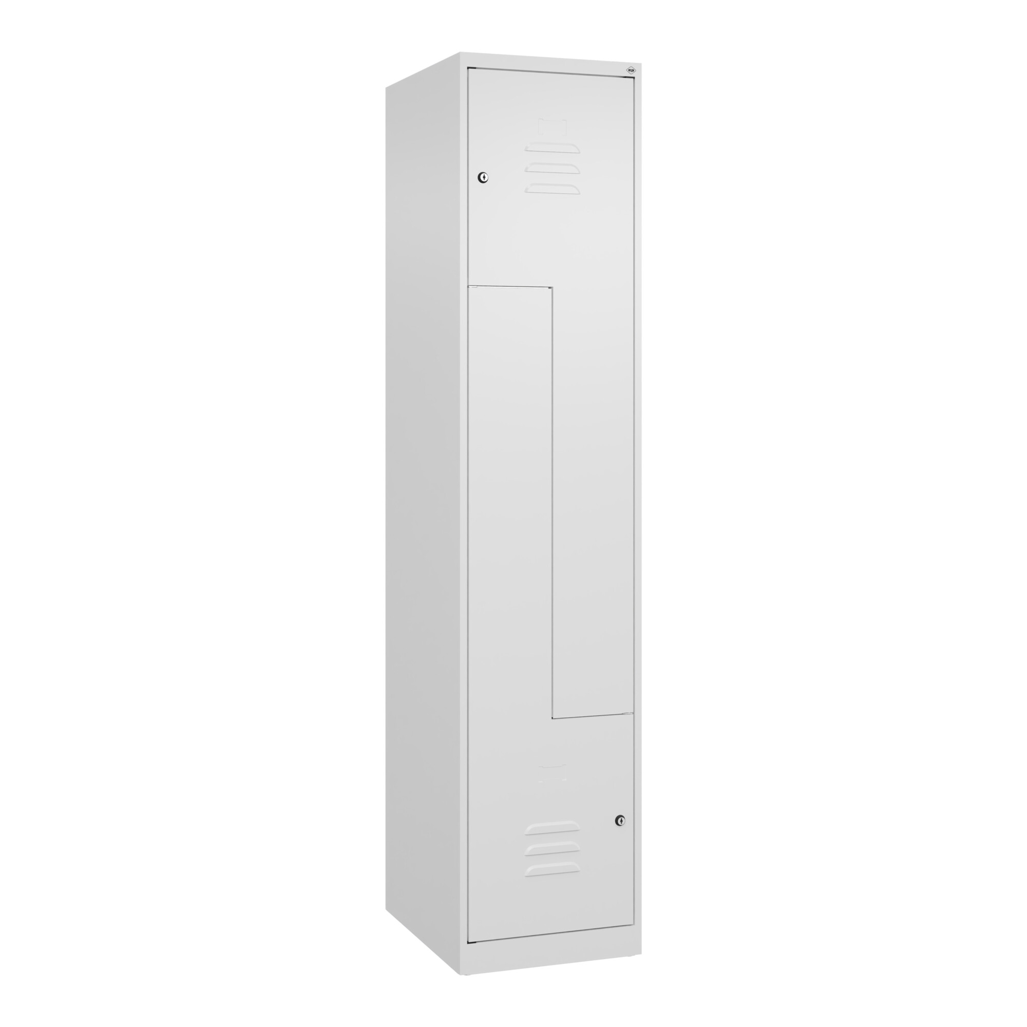 C+P Z-Spind Classic PLUS, 2 Fächer, 1850x400x500mm, 9016/9016 Verschluss Zylinderschloss ; C + P Möbelsysteme