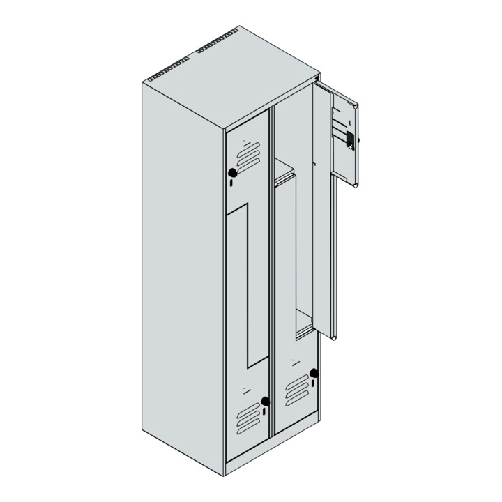 C+P Z-Spind Classic PLUS, 4 Fächer, 1850x600x500mm, 7035/2004 Verschluss Zylinderschloss