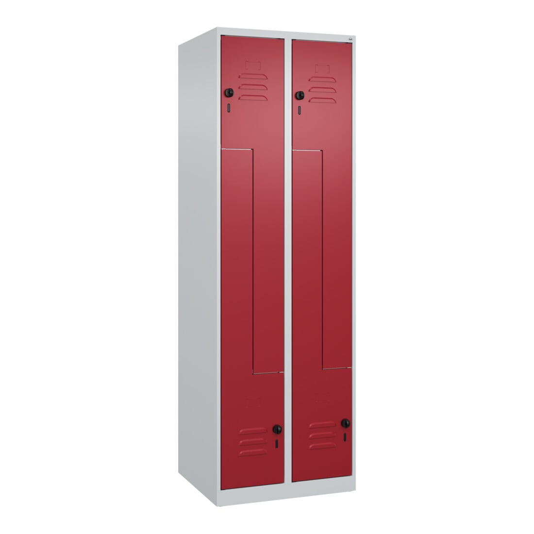 C+P Z-Spind Classic PLUS, 4 Fächer, 1850x600x500mm, 7035/3003 Verschluss Sicherheits-Drehriegel