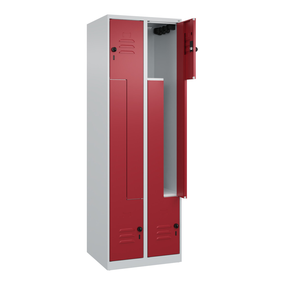 C+P Z-Spind Classic PLUS, 4 Fächer, 1850x600x500mm, 7035/3003 Verschluss Sicherheits-Drehriegel