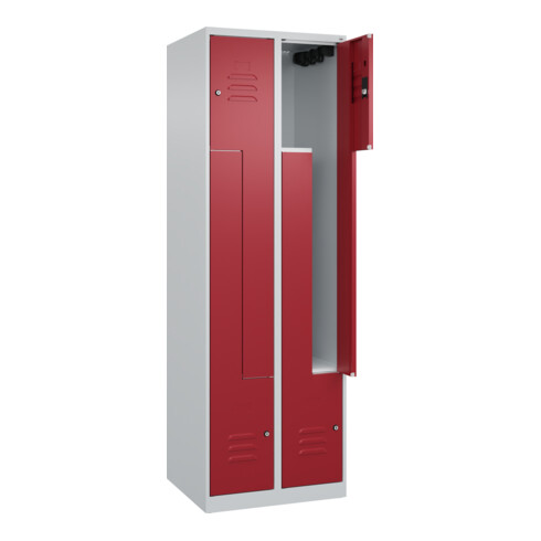C+P Z-Spind Classic PLUS, 4 Fächer, 1850x600x500mm, 7035/3003 Verschluss Zylinderschloss