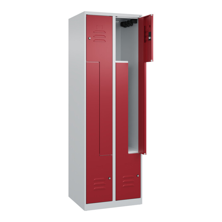 C+P Z-Spind Classic PLUS, 4 Fächer, 1850x600x500mm, 7035/3003 Verschluss Zylinderschloss
