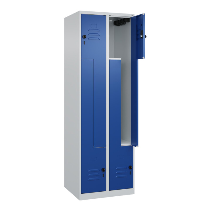 C+P Z-Spind Classic PLUS, 4 Fächer, 1850x600x500mm, 7035/5010 Verschluss Sicherheits-Drehriegel