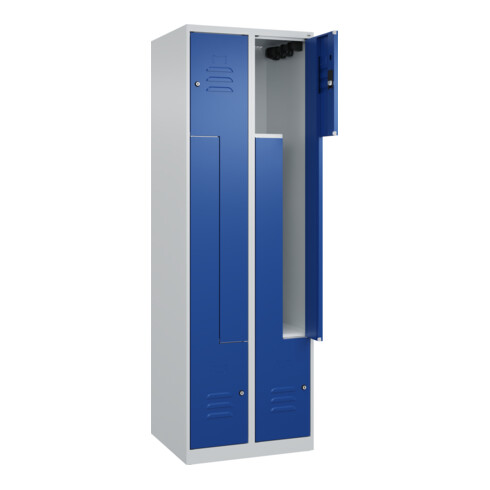 C+P Z-Spind Classic PLUS, 4 Fächer, 1850x600x500mm, 7035/5010 Verschluss Zylinderschloss