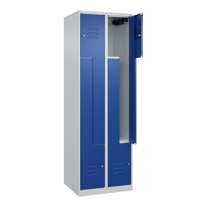 C+P Z-Spind Classic PLUS, 4 Fächer, 1850x600x500mm, 7035/5010 Verschluss Zylinderschloss