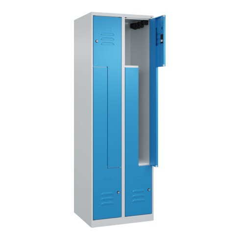 C+P Z-Spind Classic PLUS, 4 Fächer, 1850x600x500mm, 7035/5012 Verschluss Zylinderschloss