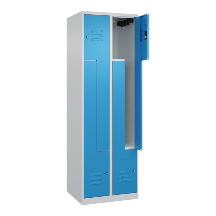 C+P Z-Spind Classic PLUS, 4 Fächer, 1850x600x500mm, 7035/5012 Verschluss Zylinderschloss