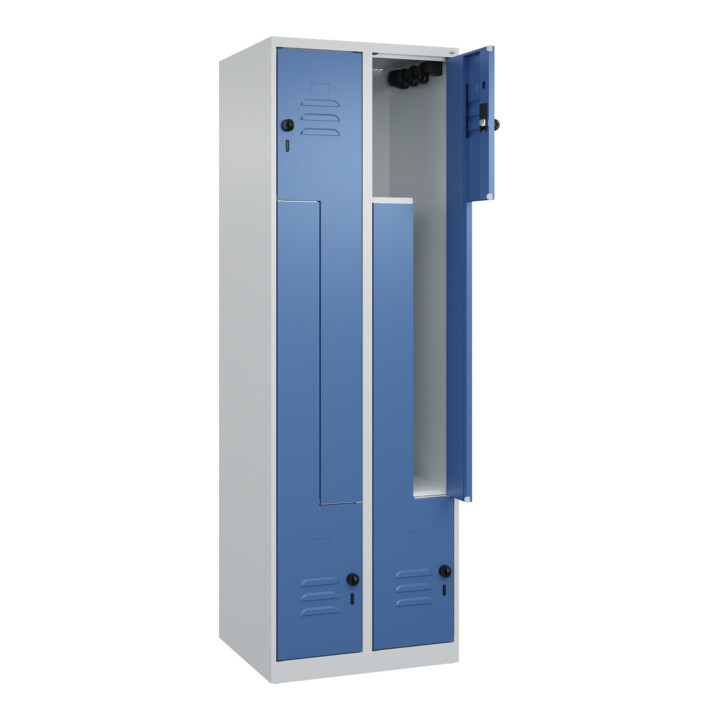C+P Z-Spind Classic PLUS, 4 Fächer, 1850x600x500mm, 7035/5023 Verschluss Sicherheits-Drehriegel