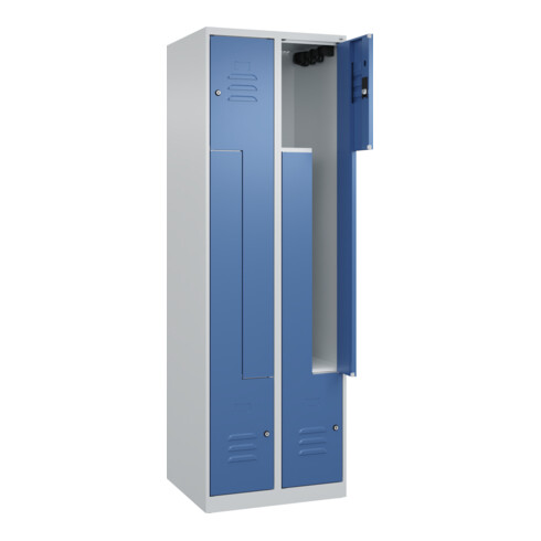 C+P Z-Spind Classic PLUS, 4 Fächer, 1850x600x500mm, 7035/5023 Verschluss Zylinderschloss