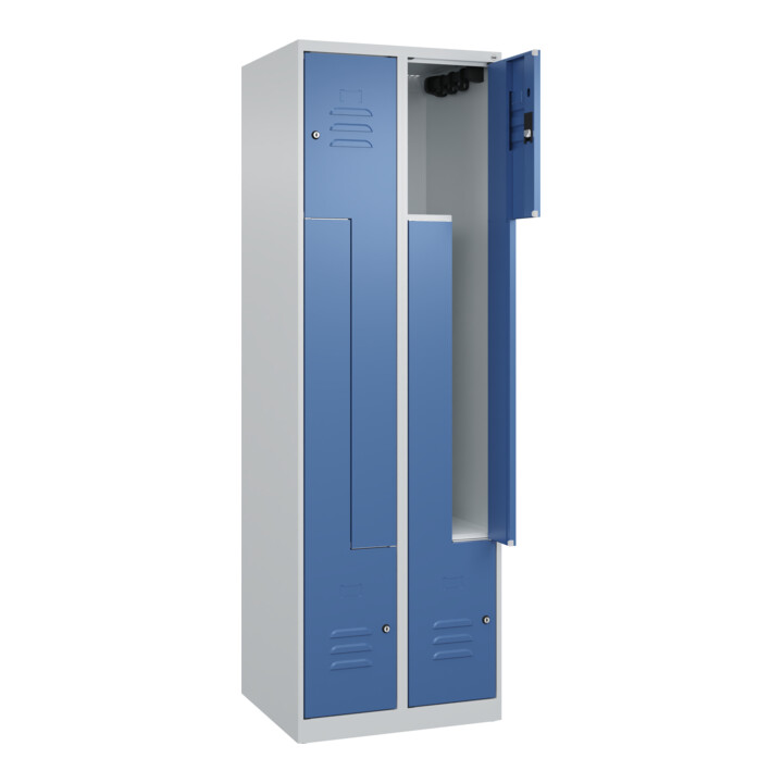 C+P Z-Spind Classic PLUS, 4 Fächer, 1850x600x500mm, 7035/5023 Verschluss Zylinderschloss