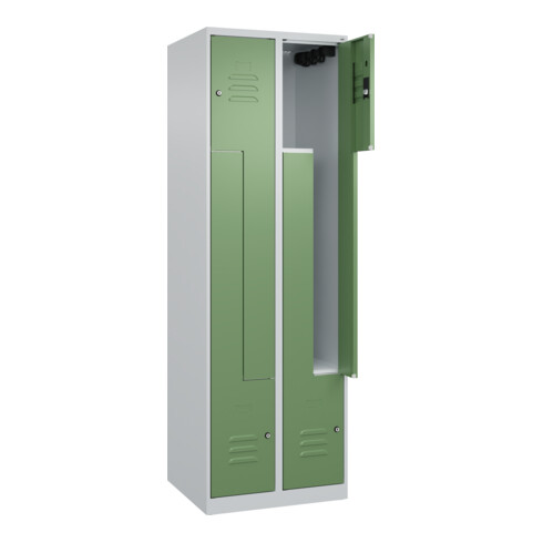 C+P Z-Spind Classic PLUS, 4 Fächer, 1850x600x500mm, 7035/6011 Verschluss Zylinderschloss