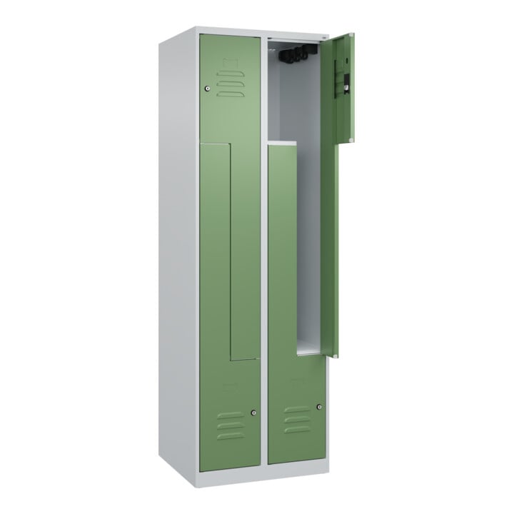 C+P Z-Spind Classic PLUS, 4 Fächer, 1850x600x500mm, 7035/6011 Verschluss Zylinderschloss