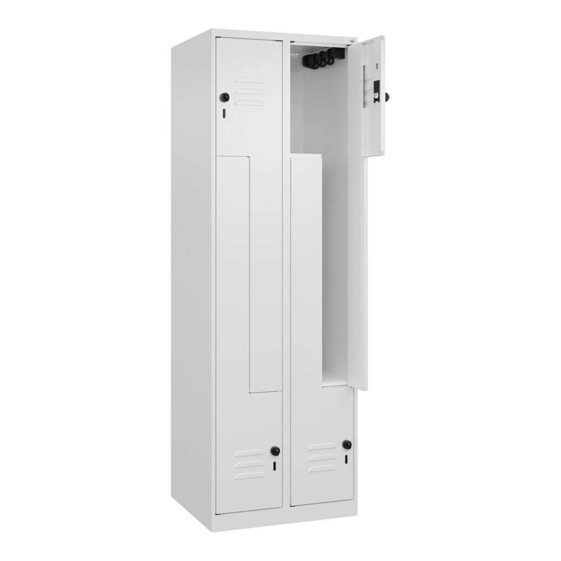 C+P Z-Spind Classic PLUS, 4 Fächer, 1850x600x500mm, 9016/9016 Verschluss Sicherheits-Drehriegel