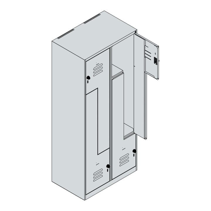 C+P Z-Spind Classic PLUS, 4 Fächer, 1850x800x500mm, 7016/7016 Verschluss Zylinderschloss