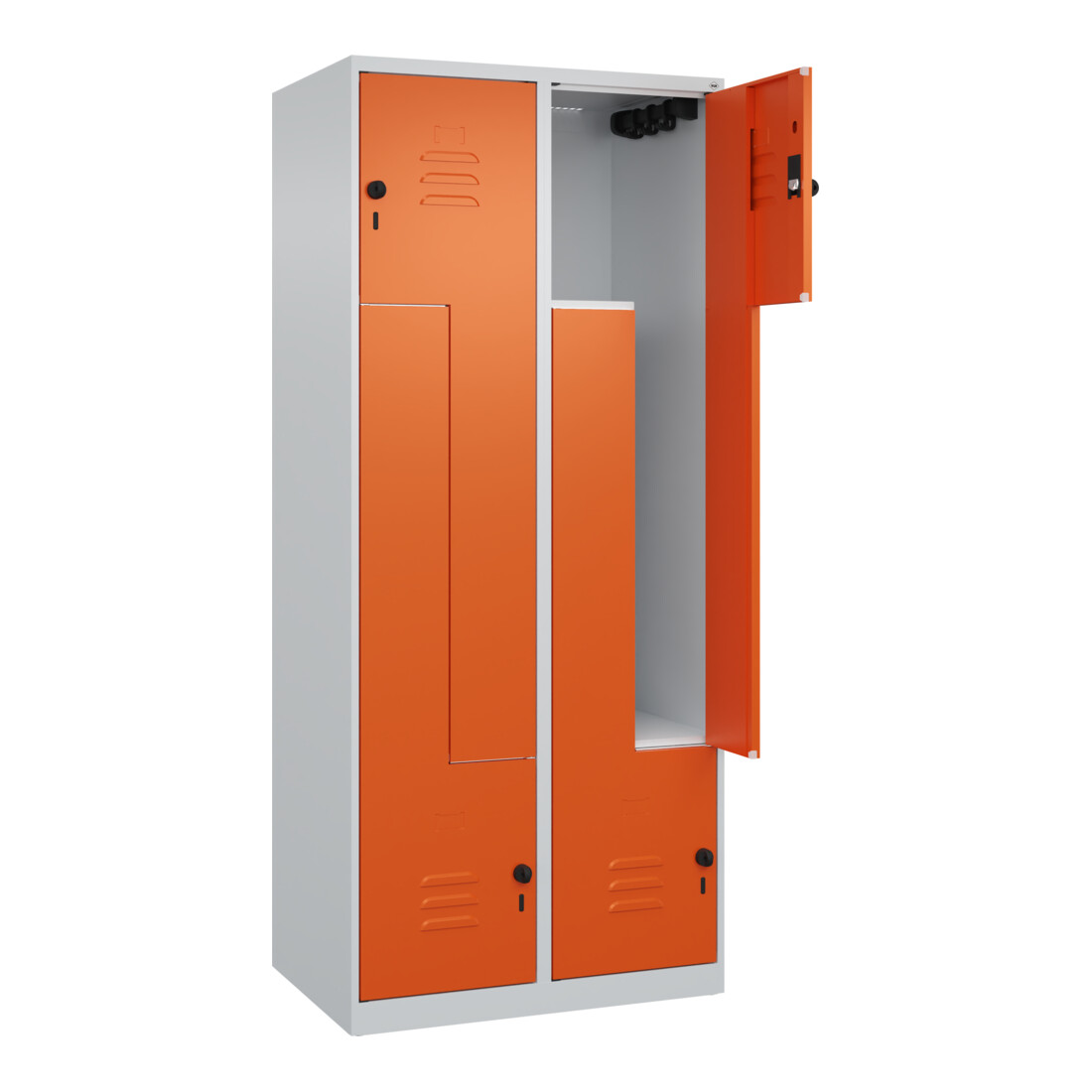 C+P Z-Spind Classic PLUS, 4 Fächer, 1850x800x500mm, 7035/2004 Verschluss Sicherheits-Drehriegel