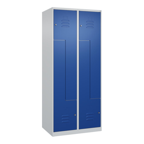 C+P Z-Spind Classic PLUS, 4 Fächer, 1850x800x500mm, 7035/5010 Verschluss Zylinderschloss