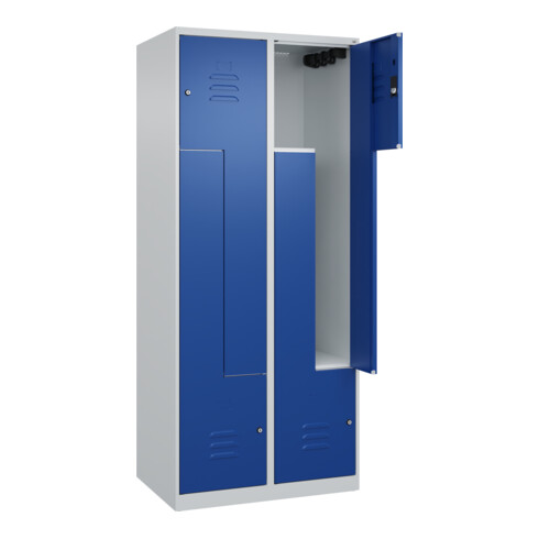 C+P Z-Spind Classic PLUS, 4 Fächer, 1850x800x500mm, 7035/5010 Verschluss Zylinderschloss