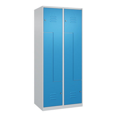 C+P Z-Spind Classic PLUS, 4 Fächer, 1850x800x500mm, 7035/5012 Verschluss Zylinderschloss