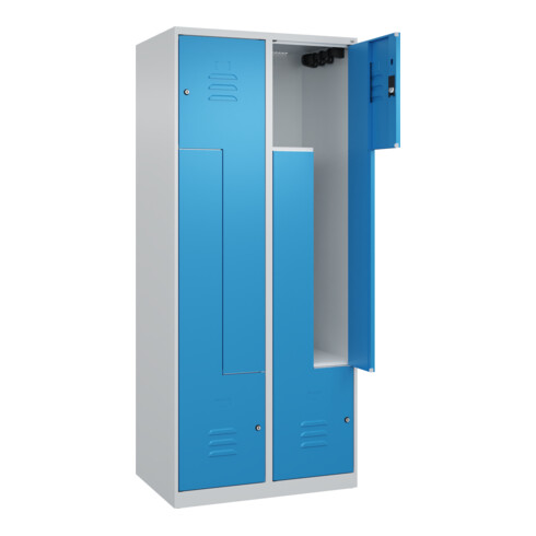 C+P Z-Spind Classic PLUS, 4 Fächer, 1850x800x500mm, 7035/5012 Verschluss Zylinderschloss