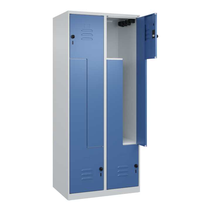 C+P Z-Spind Classic PLUS, 4 Fächer, 1850x800x500mm, 7035/5023 Verschluss Sicherheits-Drehriegel