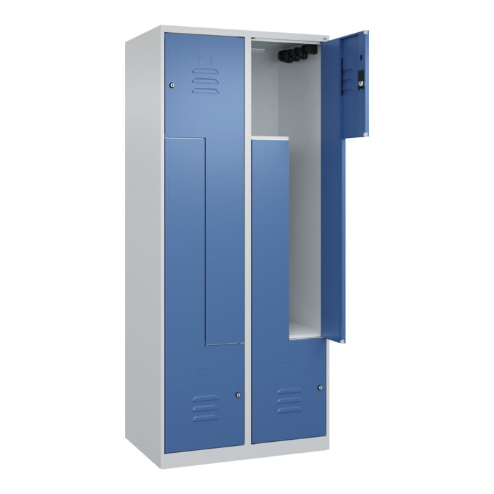 C+P Z-Spind Classic PLUS, 4 Fächer, 1850x800x500mm, 7035/5023 Verschluss Zylinderschloss