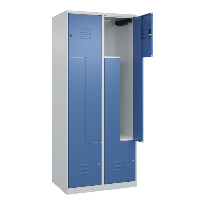 C+P Z-Spind Classic PLUS, 4 Fächer, 1850x800x500mm, 7035/5023 Verschluss Zylinderschloss