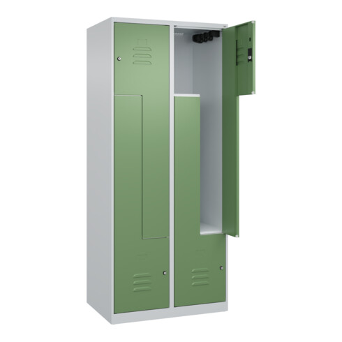 C+P Z-Spind Classic PLUS, 4 Fächer, 1850x800x500mm, 7035/6011 Verschluss Zylinderschloss