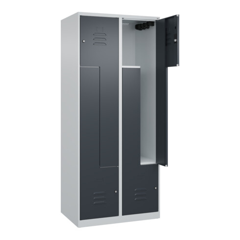 C+P Z-Spind Classic PLUS, 4 Fächer, 1850x800x500mm, 7035/7016 Verschluss Zylinderschloss