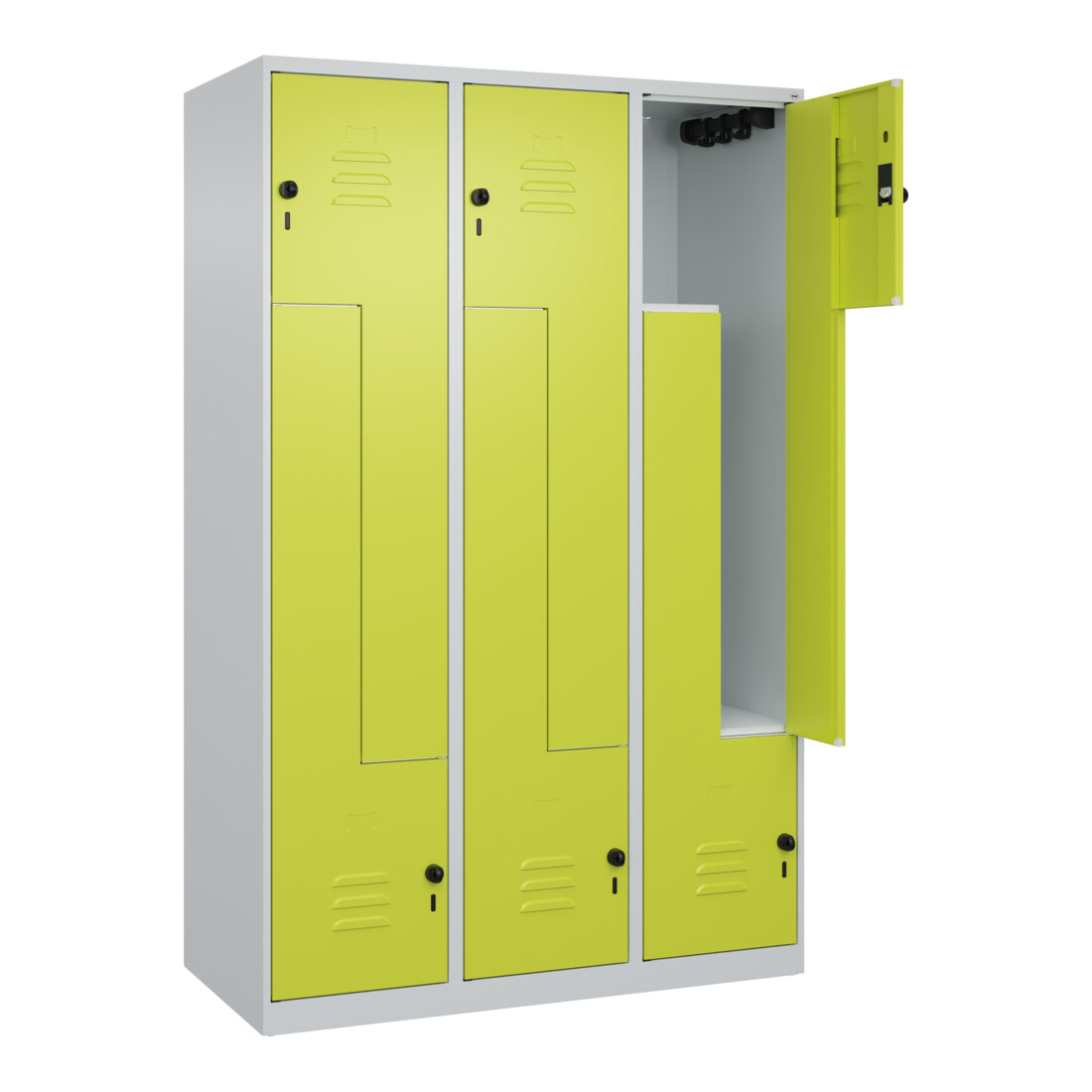 C+P Z-Spind Classic PLUS, 6 Fächer, 1850x1200x500mm, 7035/0024 Verschluss Sicherheits-Drehriegel