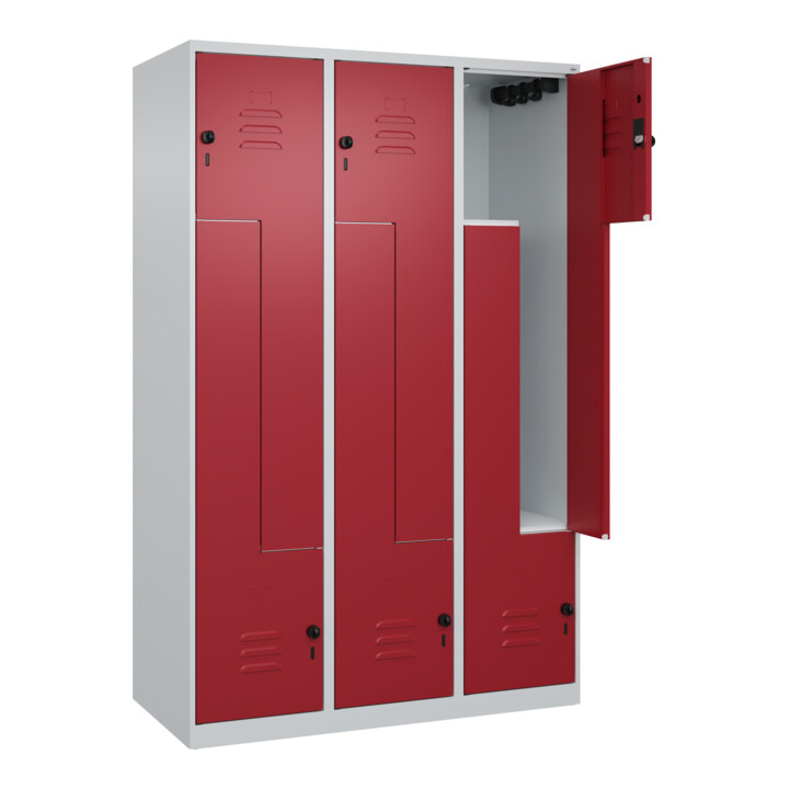 C+P Z-Spind Classic PLUS, 6 Fächer, 1850x1200x500mm, 7035/3003 Verschluss Sicherheits-Drehriegel