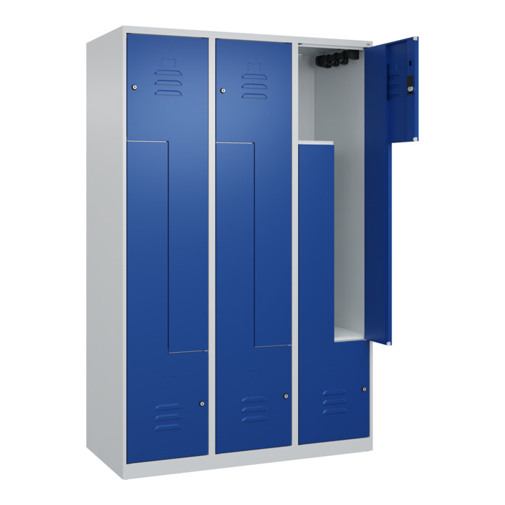 C+P Z-Spind Classic PLUS, 6 Fächer, 1850x1200x500mm, 7035/5010 Verschluss Zylinderschloss