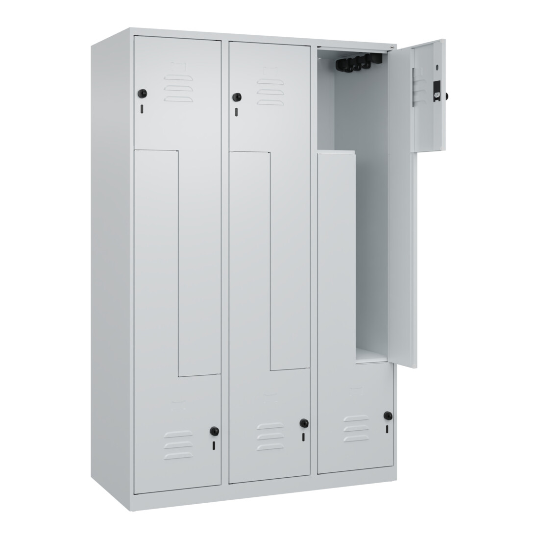C+P Z-Spind Classic PLUS, 6 Fächer, 1850x1200x500mm, 7035/7035 Verschluss Sicherheits-Drehriegel