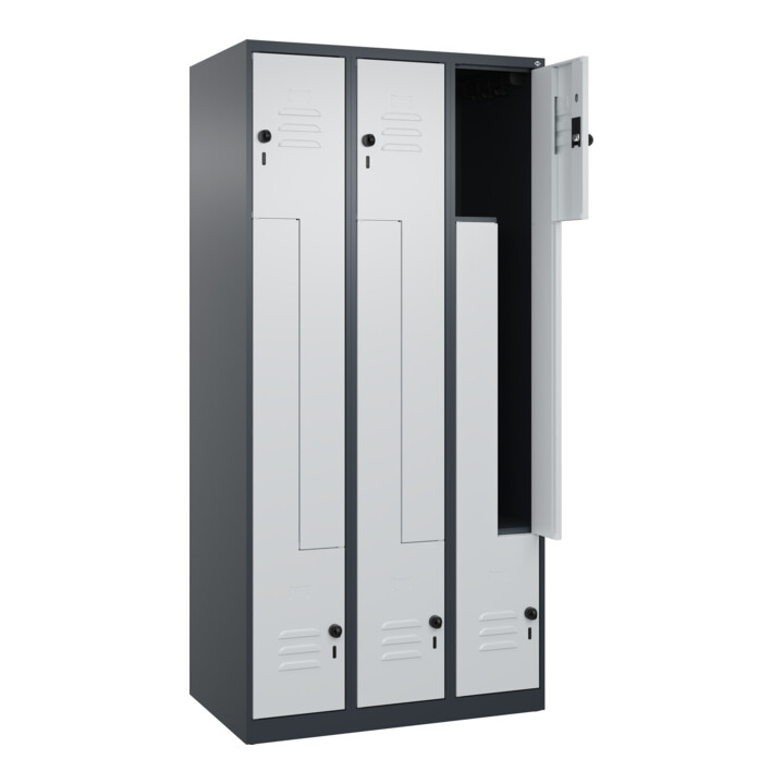 C+P Z-Spind Classic PLUS, 6 Fächer, 1850x900x500mm, 7016/7035 Verschluss Sicherheits-Drehriegel