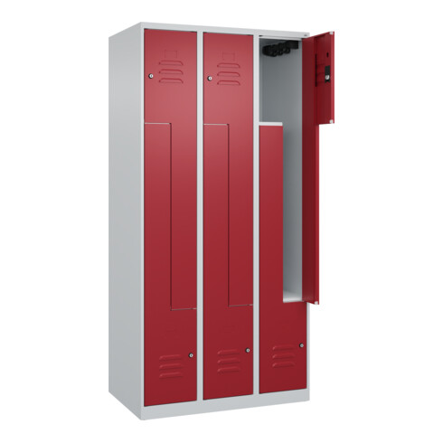 C+P Z-Spind Classic PLUS, 6 Fächer, 1850x900x500mm, 7035/3003 Verschluss Zylinderschloss