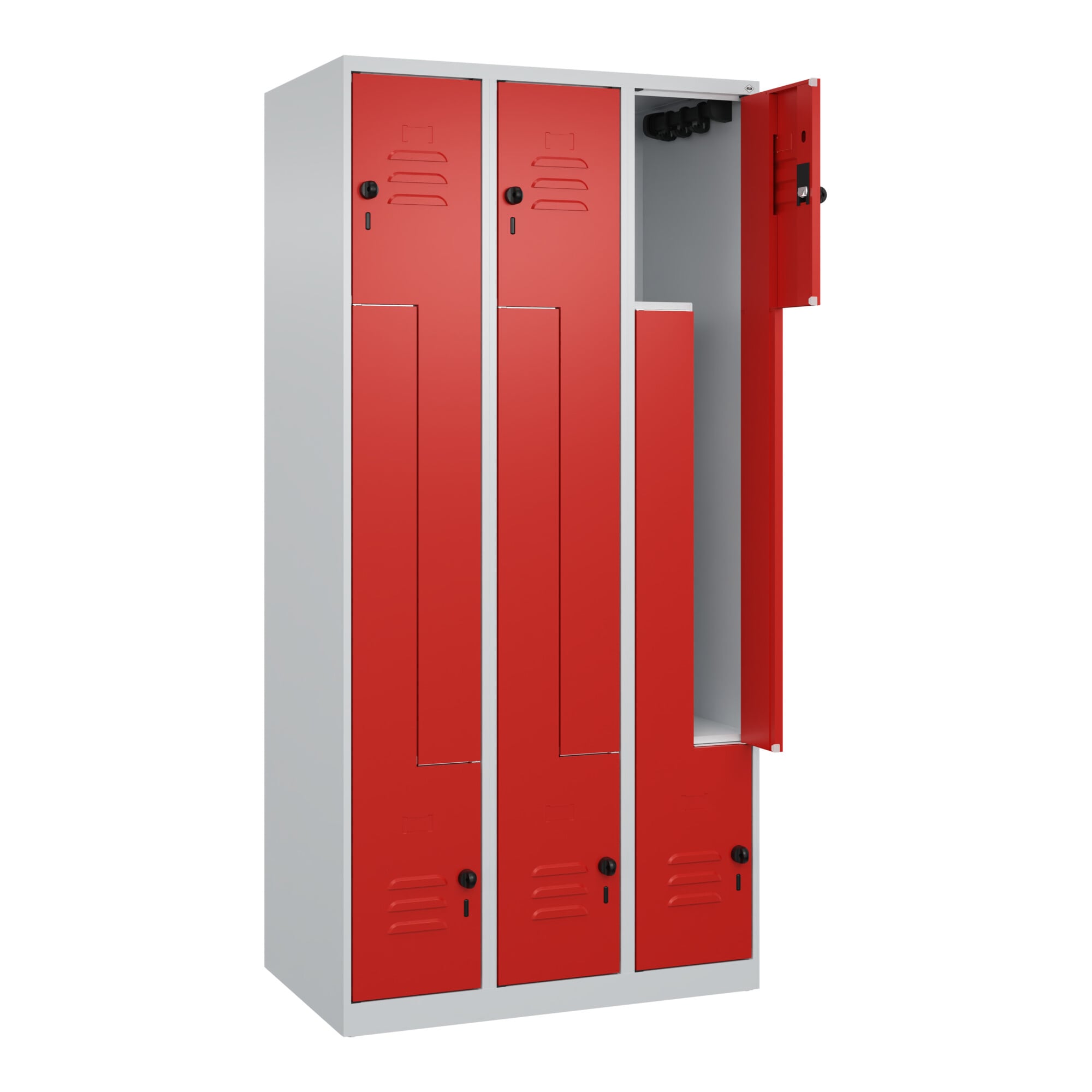 C+P Z-Spind Classic PLUS, 6 Fächer, 1850x900x500mm, 7035/3020 Verschluss Sicherheits-Drehriegel ; C + P Möbelsysteme