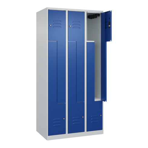 C+P Z-Spind Classic PLUS, 6 Fächer, 1850x900x500mm, 7035/5010 Verschluss Zylinderschloss