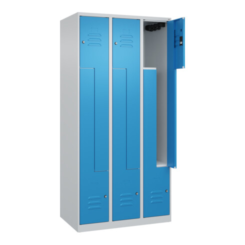 C+P Z-Spind Classic PLUS, 6 Fächer, 1850x900x500mm, 7035/5012 Verschluss Zylinderschloss