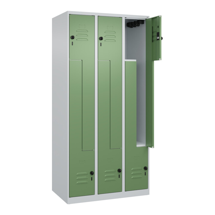 C+P Z-Spind Classic PLUS, 6 Fächer, 1850x900x500mm, 7035/6011 Verschluss Sicherheits-Drehriegel