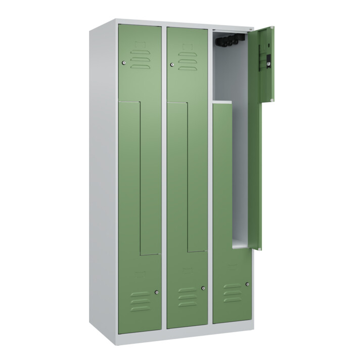C+P Z-Spind Classic PLUS, 6 Fächer, 1850x900x500mm, 7035/6011 Verschluss Zylinderschloss