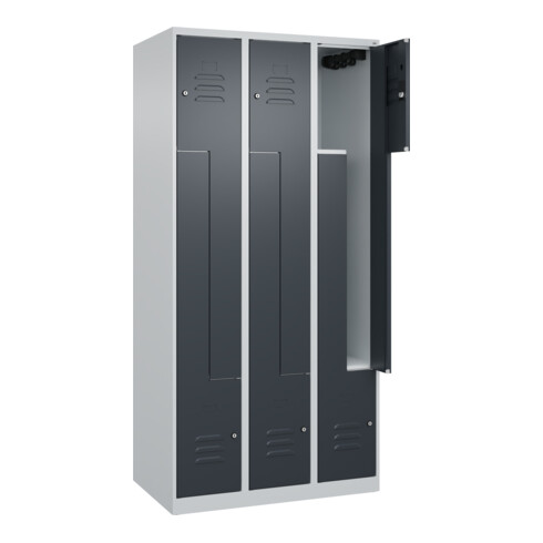 C+P Z-Spind Classic PLUS, 6 Fächer, 1850x900x500mm, 7035/7016 Verschluss Zylinderschloss